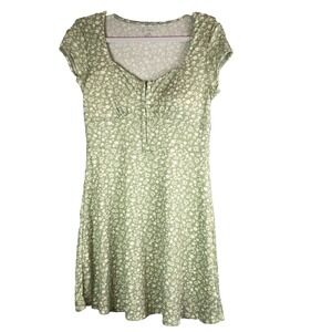 No Boundaries Womens Sweetheart Mini Dress Medium Daisy Babydoll Green Cottage